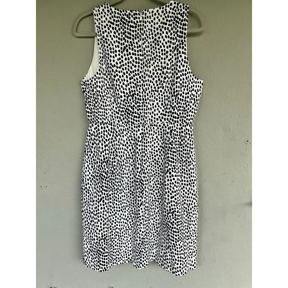 J.Crew Sheath Dress Womens 12 Navy White Polka Dot Sleeveless Career Cocktail